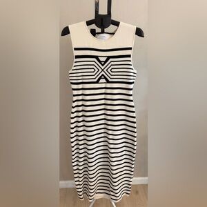 La Ligne Black and White Striped Maxi Dress